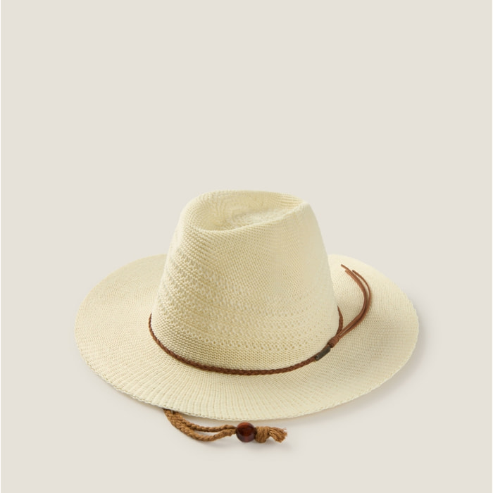 Sombrero playa tira cuero Blixem color blanco