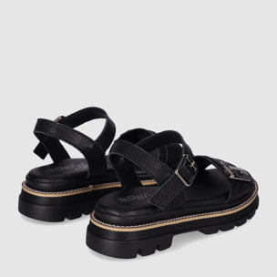 Sandalias de Piel - Negro - Tacón: 3 cm