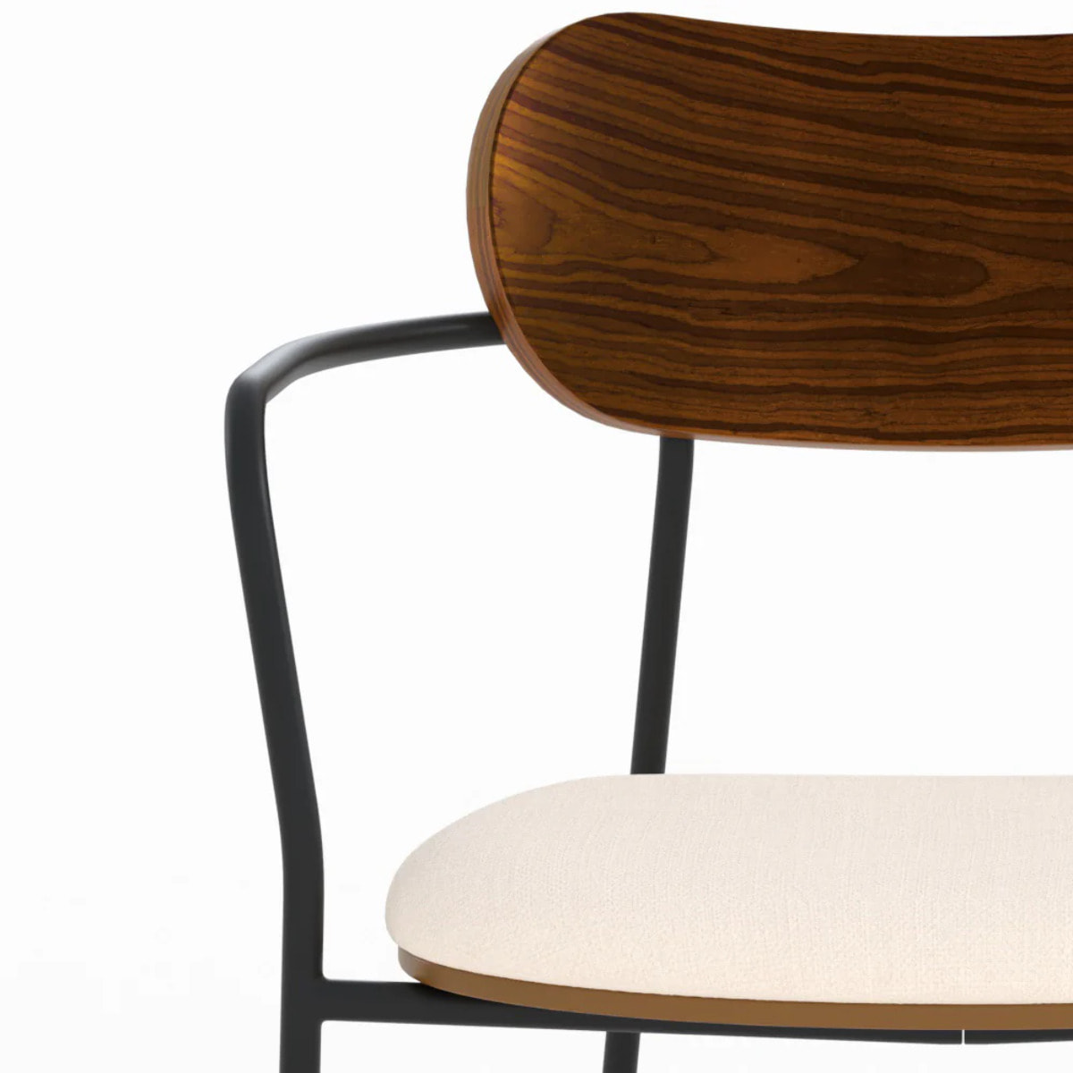 Lot de 2 chaises en tissu beige et placage en bois foncé - Marine