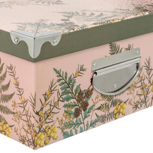 Lot de 6 boîtes cadeau rectangles coins métal imprimées Secrets des Bois