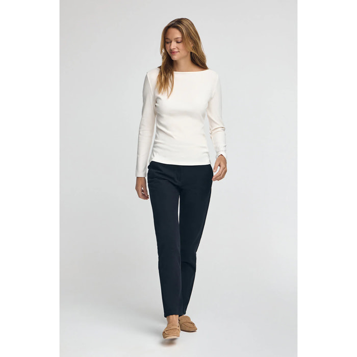 Camiseta color crudo de manga larga y cuello barco Polo Club