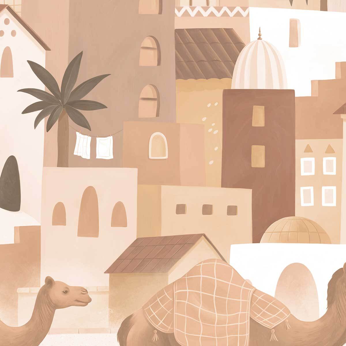 Papier peint aventure chambre garçon - La Cité des Sables Intissé