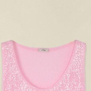 Oltre - Top in tulle e paillettes - Rosa