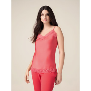 Oltre - Top lingerie in raso e pizzo - Rosso