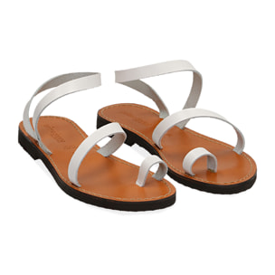 Chanclas de piel de vacuno blanca