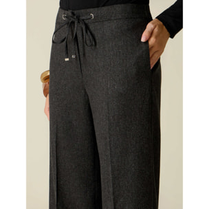 Oltre - Pantaloni cropped in flanella con coulisse - Grigio
