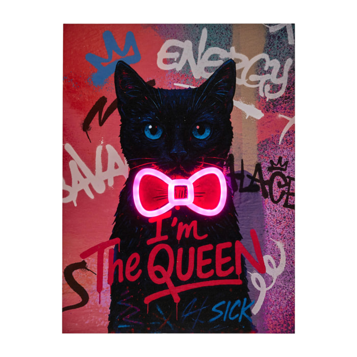 Tableau Lumineux - HOME DECO FACTORY - Chat - LED - Multicolore