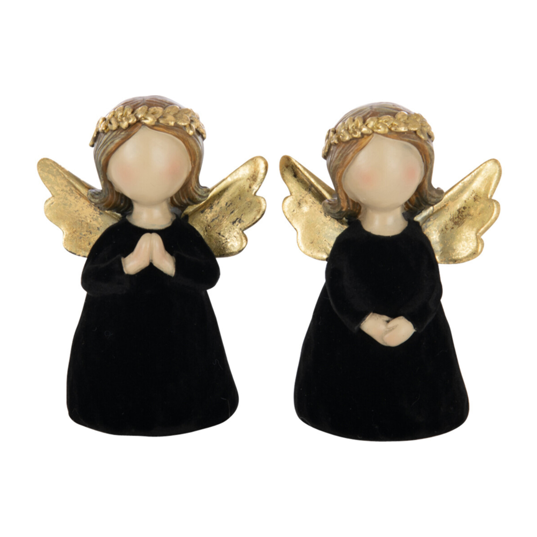 J-Line figurine Ange - polypolyrésine/velours - noir - small - 2 pièces
