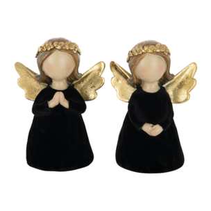 J-Line figurine Ange - polypolyrésine/velours - noir - small - 2 pièces