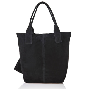 Borsa Donna in vera pelle Made in Italy colore Nero dimensioni cm 40x35x15