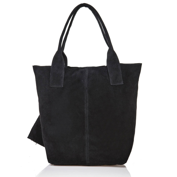 Borsa Donna in vera pelle Made in Italy colore Nero dimensioni cm 40x35x15