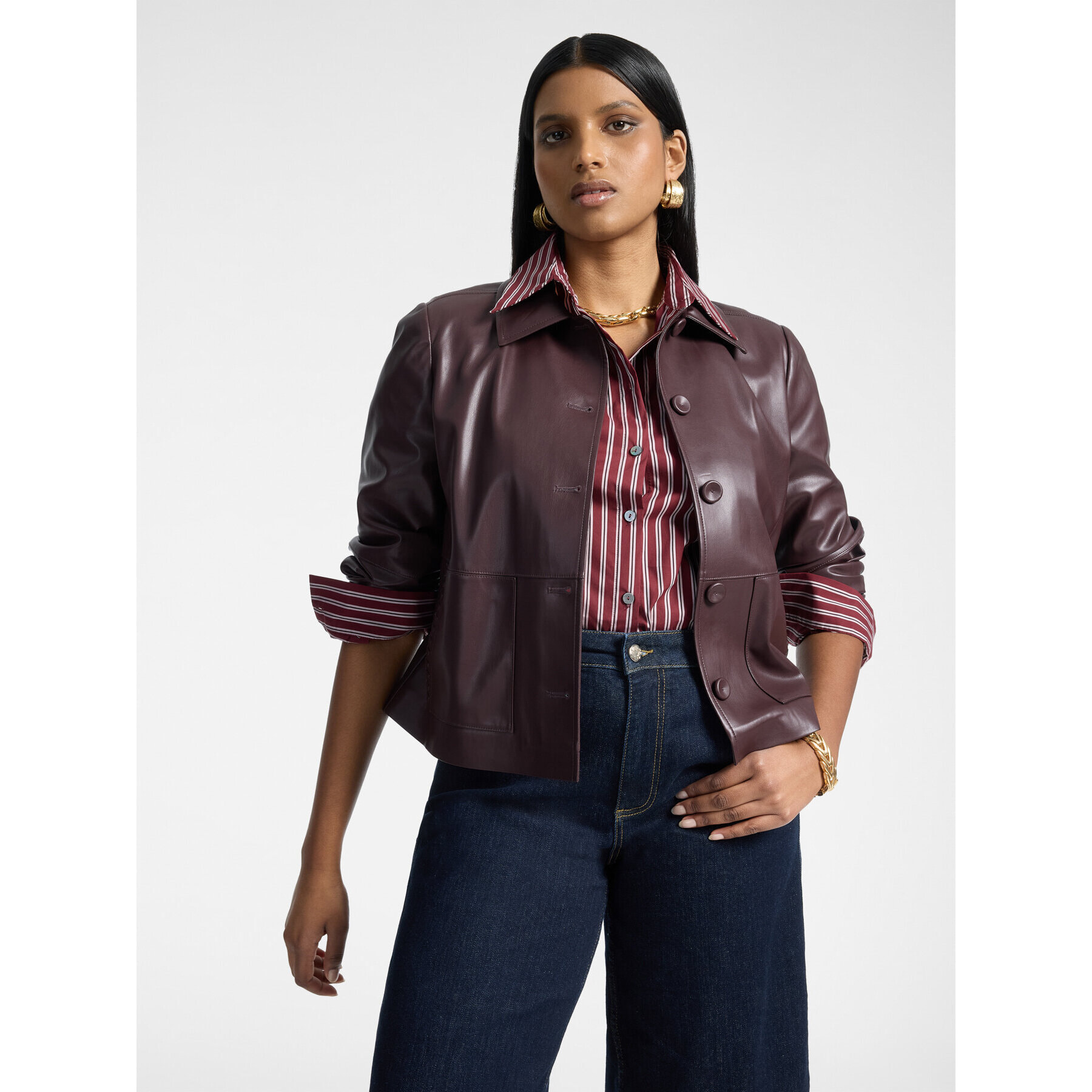 Elena Mirò - Chaqueta de tejido revestido - Burgundy