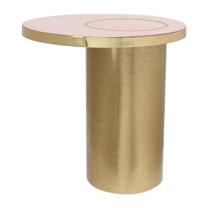 Tavolino Art Deco in ferro con finiture oro e rosa