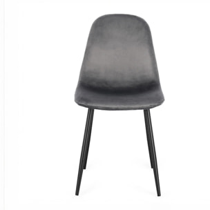 Set di 4 sedie SALAMANCA in tessuto effetto velluto grigio e gambe nere