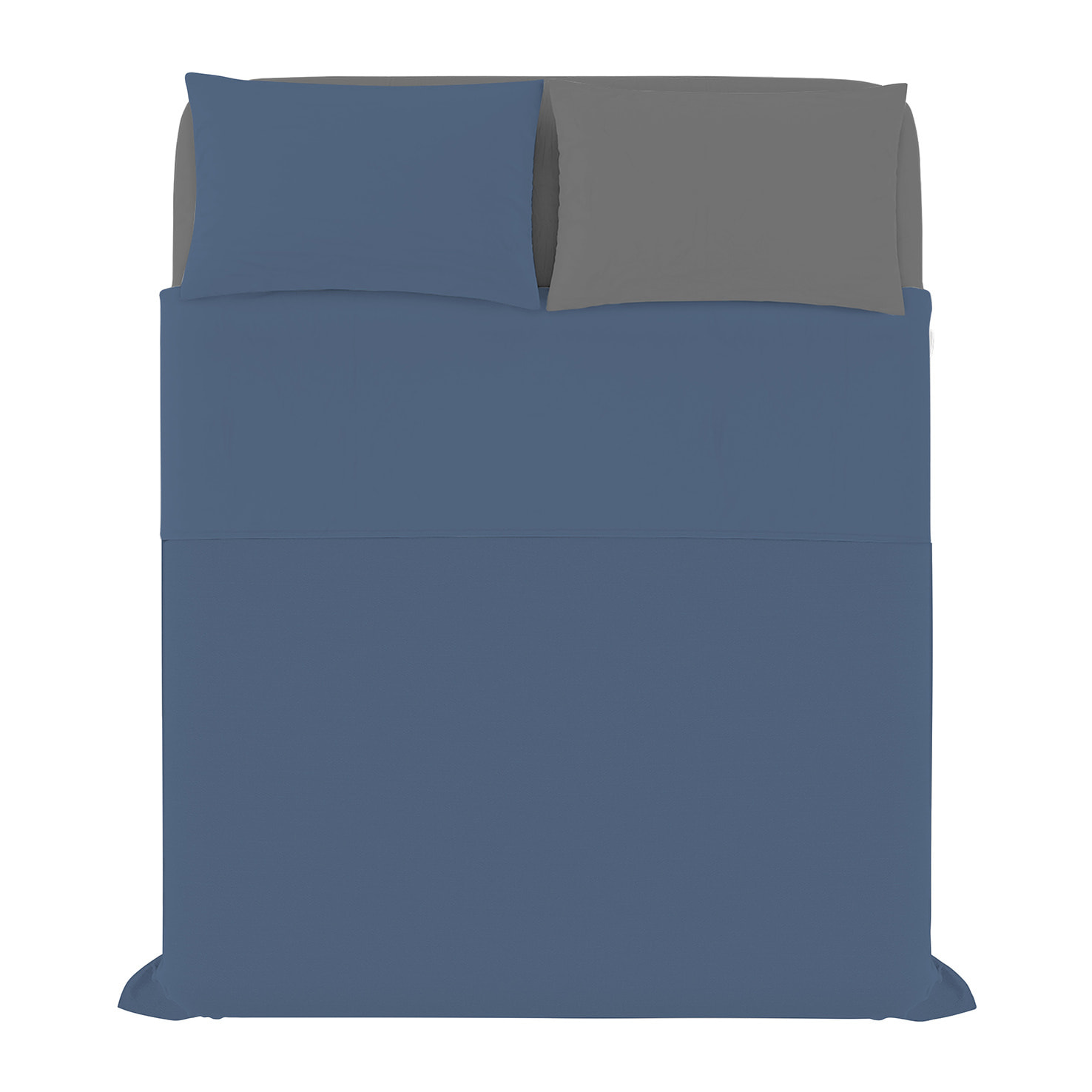 COMPLETO LETTO NATURAL COLOR, 100% Cotone, Made in Italy - AVIO/FUMO