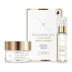 Crema de día con ácido hialurónico y colágeno + Sérum de ácido hialurónico y colágeno + Mascarilla