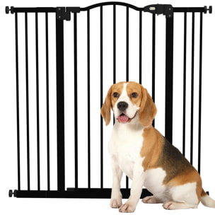 Barrera para Perros Puerta para Perros con Ancho Ajustable 74-100 cm Barrera de Seguridad para Perros con 2 Extensiones para Escaleras y Puertas Negro