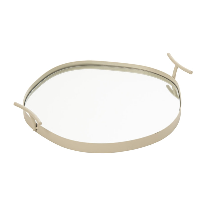 J-Line plateau miroir - fer - blanc - small