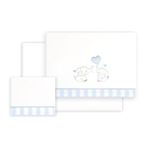 Triptico Cuna Parejita Elefante + Broche Bco/Azul