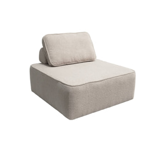 Chauffeuse pour canapé modulable tissu bouclette beige 1 place Bao. L 90 x P 90 x H 74cm