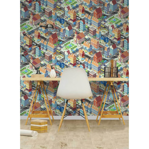 Papier peint enfant ville isométrique colorée