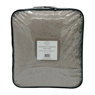 Couverture imitation poils longs - Longwool Beige Taupe - 220x240cm - 450g/m²