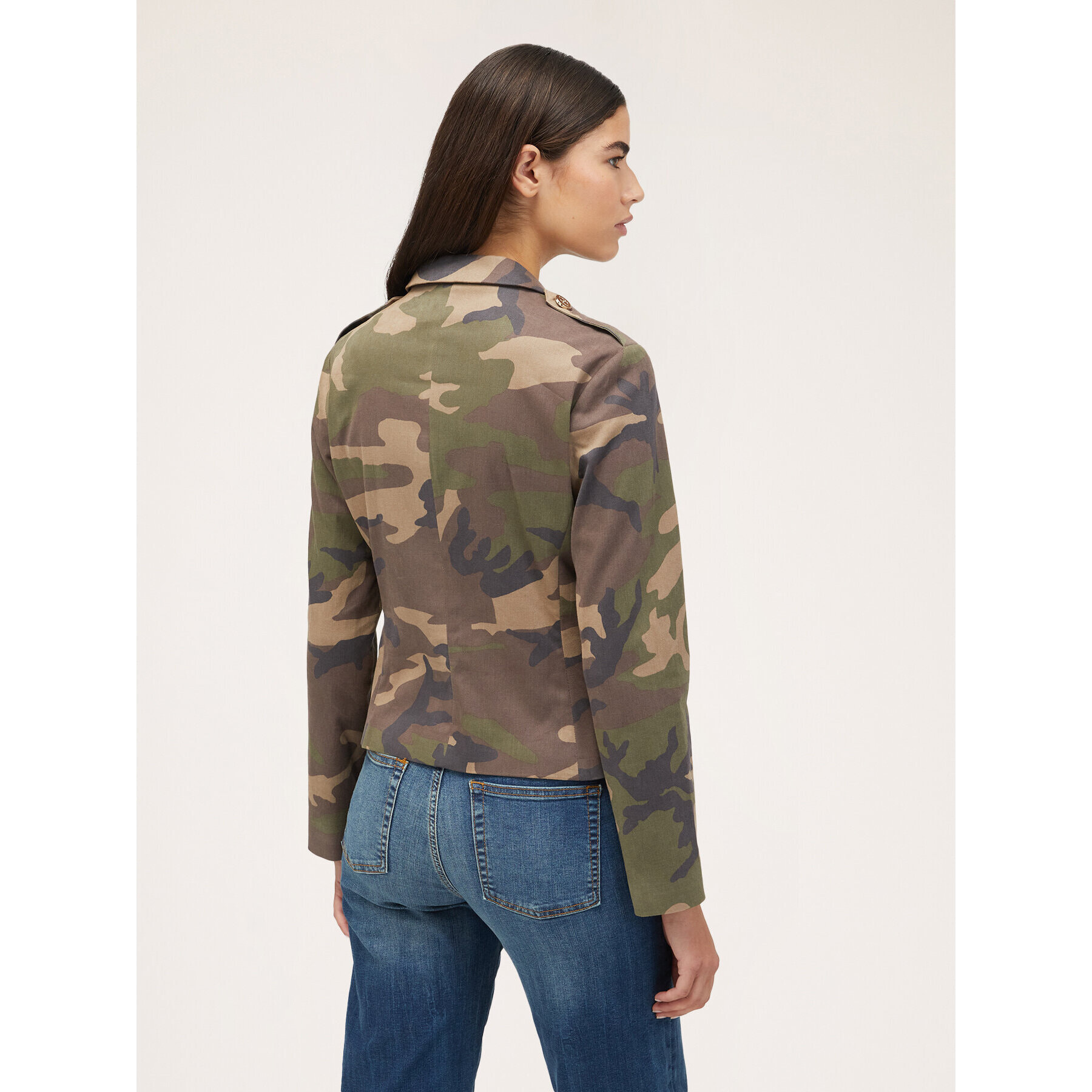 Motivi - Chaqueta de botonadura simple con estampado de camuflaje - Verde