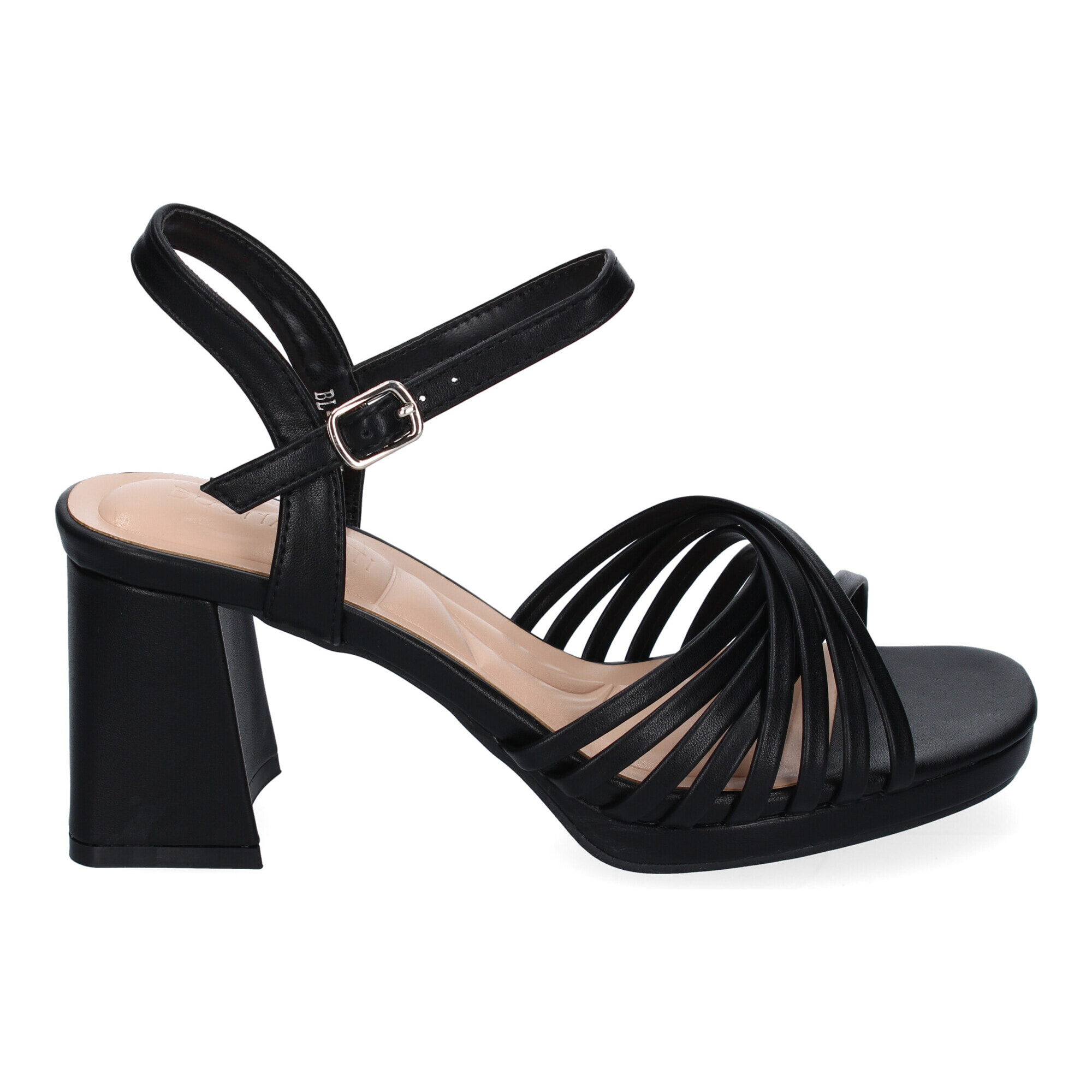 Sandalia de Tacon Ancho para Mujer, Comodo, Pala con Tiras Enredadas