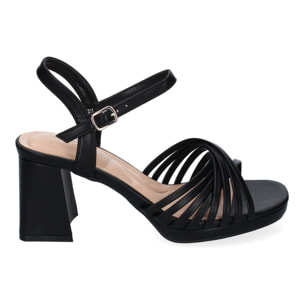 Sandalia de Tacon Ancho para Mujer, Comodo, Pala con Tiras Enredadas