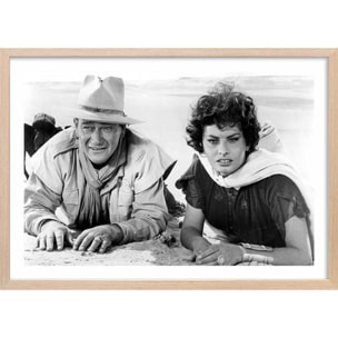 Affiche photo John Wayne et Sophia Loren Affiche + cadre en bois - Chêne