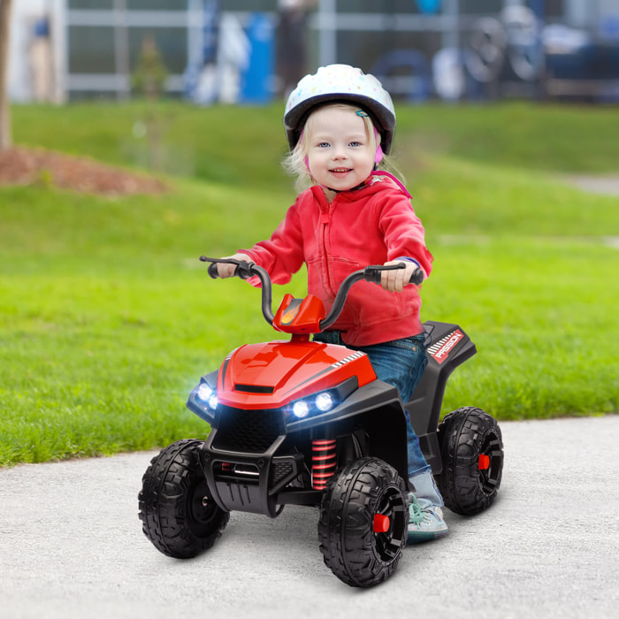 Quad Eléctrico para Niños de +3 Años Coche Eléctrico para Niños con Batería 12V Velocidad 5 km/h Faros Música MP3 Avance y Retroceso Carga 30 kg Rojo