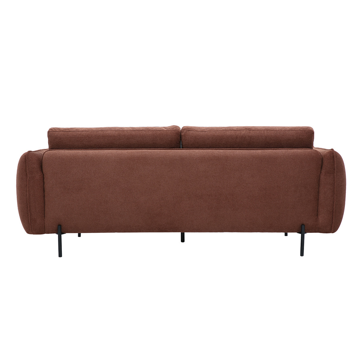 Canapé design 3 places en tissu chenille terre brûlée et métal noir TODD