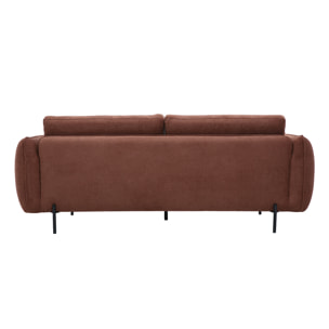 Canapé design 3 places en tissu chenille terre brûlée et métal noir TODD