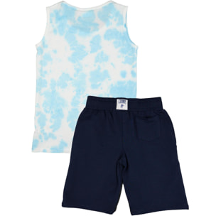 Set completo da bambino in cotone con canotta e pantaloncini Leone Tie Dye