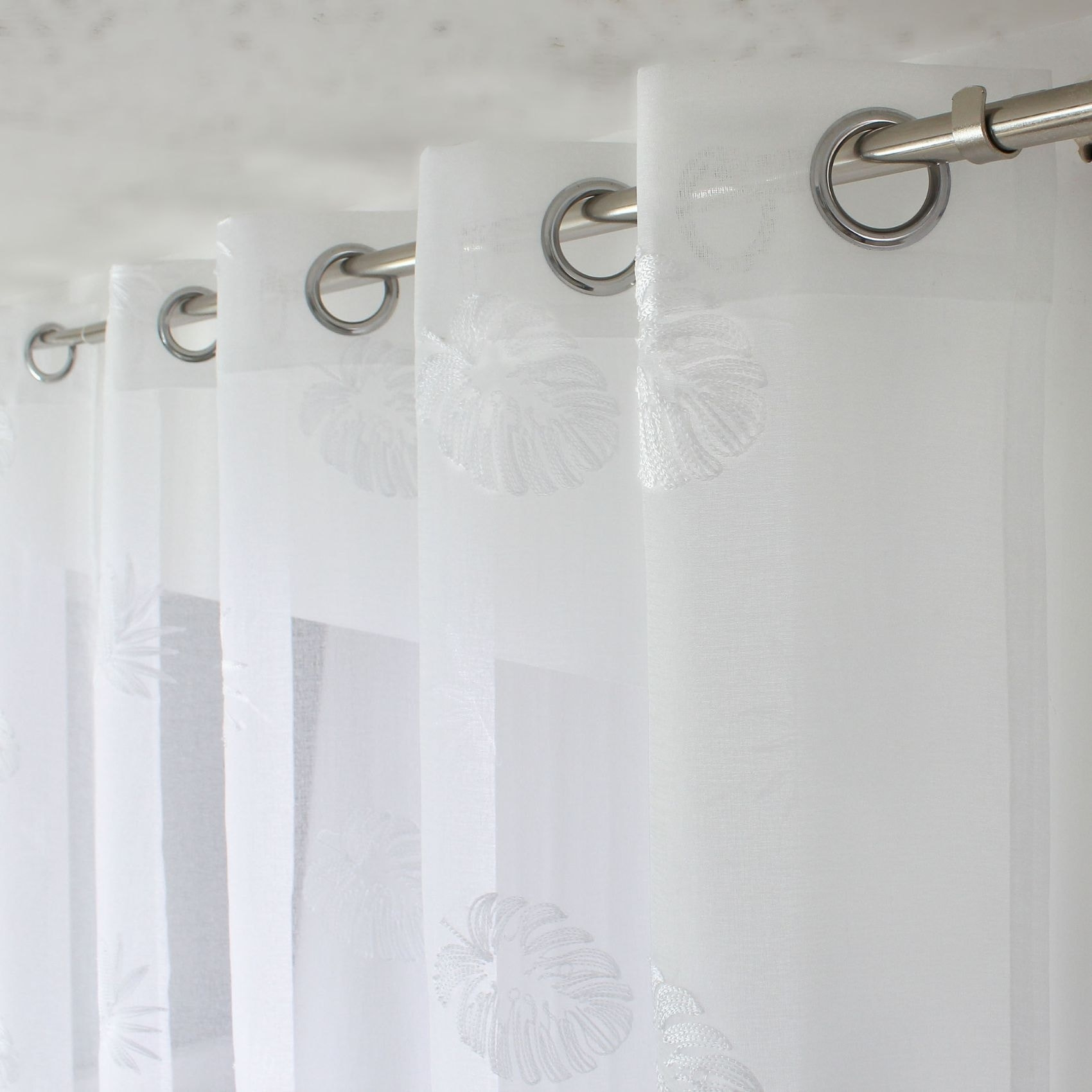 Voilage imprimé à étamine - Blanc