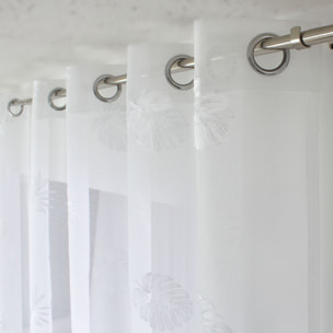 Voilage imprimé à étamine - Blanc