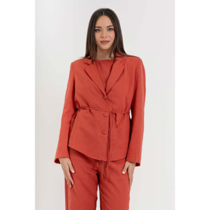 Kocca - Giacca blazer da donna in lino e cotone con cintura Donna