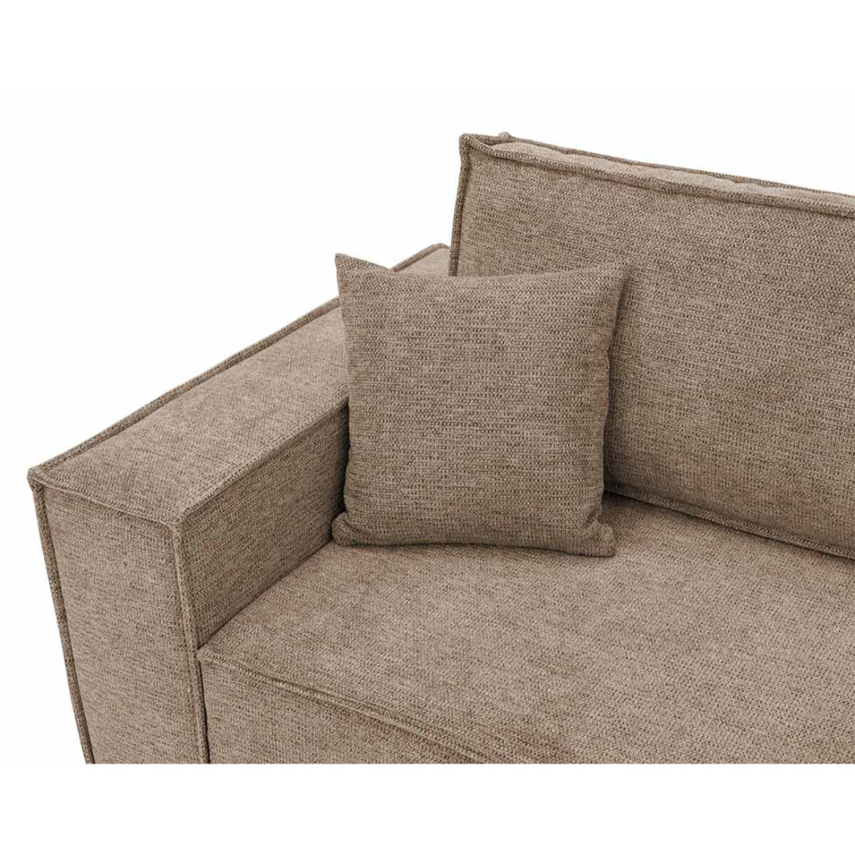 Cezanne - Canapé droit 3 places convertible avec coffre en tissu texturé - Marron
