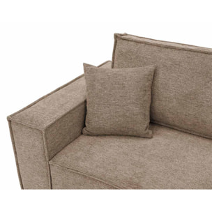 Cezanne - Canapé droit 3 places convertible avec coffre en tissu texturé - Marron