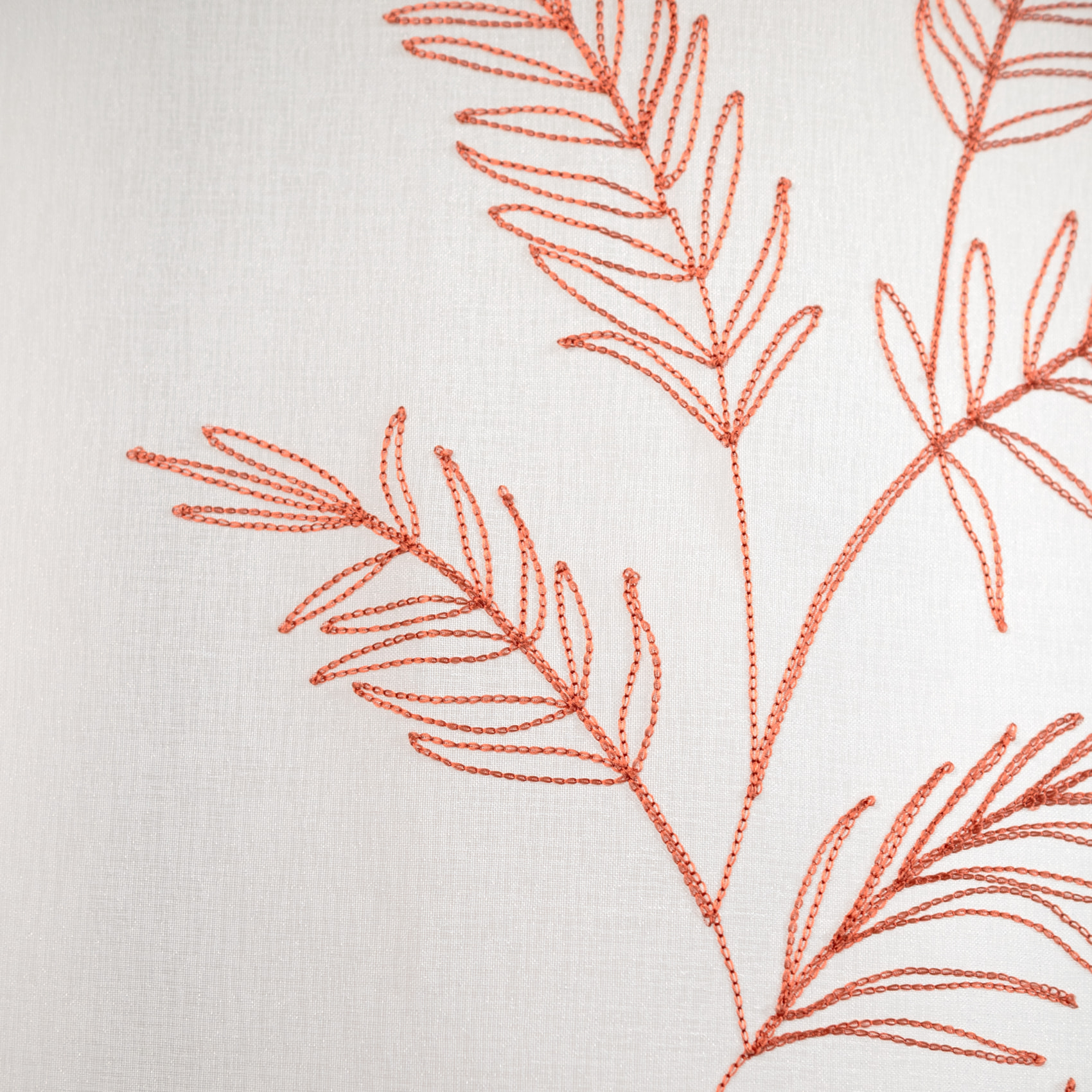 Paire voilages avec motif feuilles brodées - Terracotta