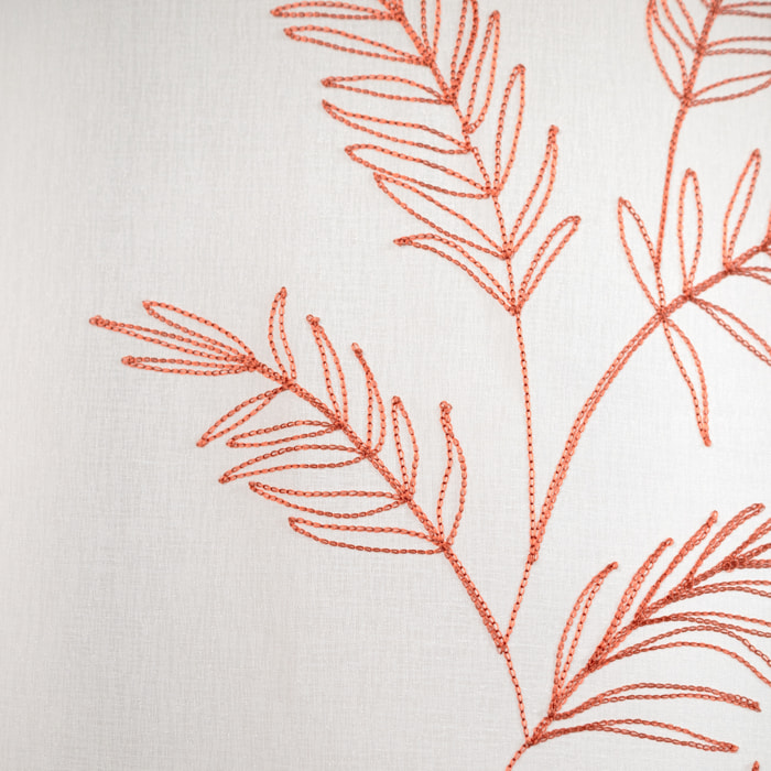 Paire voilages avec motif feuilles brodées - Terracotta