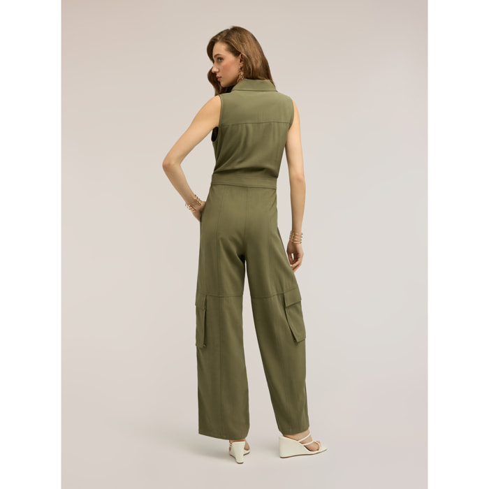 Motivi - Tuta lunga con tasche cargo - Verde militare