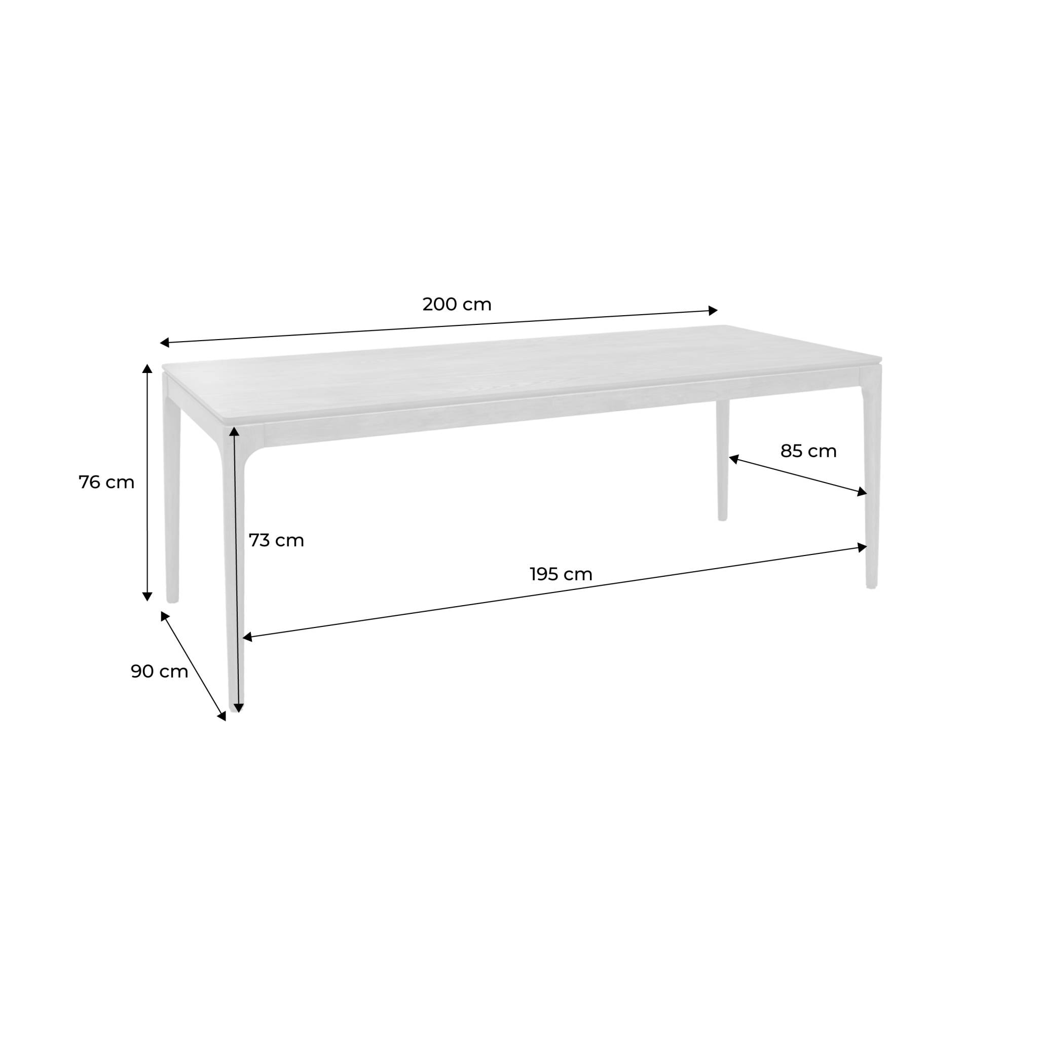 Table à manger rectangulaire bois d'hévéa et placage frêne 8 places ELENA