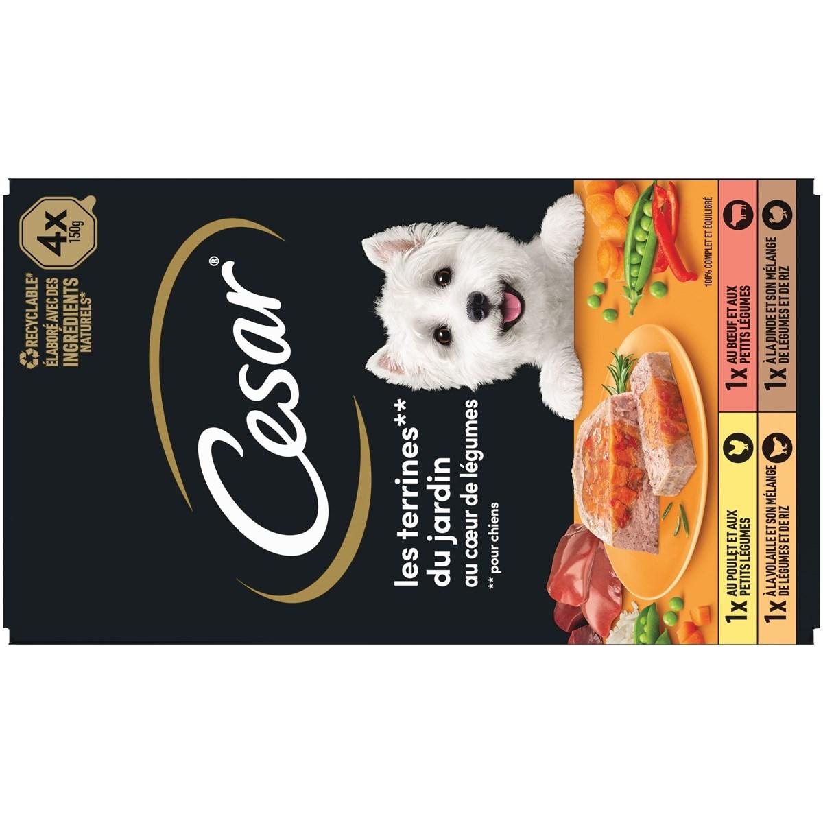 CESAR 32 Barquettes en terrine coeur de légumes pour chien 150g (8x4)