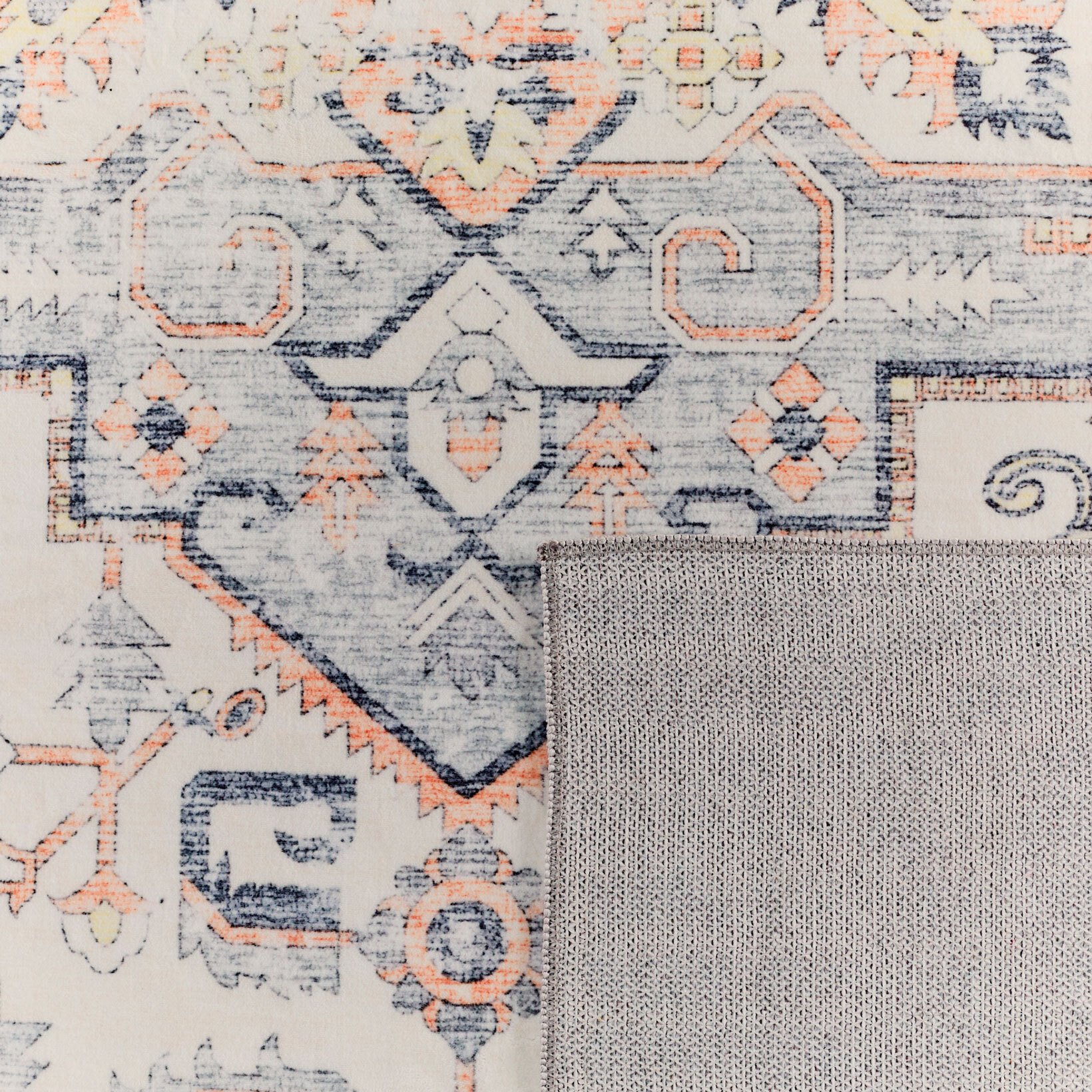 OTTOMAN - Tapis à poils courts doux à motif oriental gris