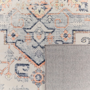 OTTOMAN - Tapis à poils courts doux à motif oriental gris