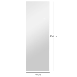 Miroir mural LED pleine longueur dim. 40L x 120H cm - miroir LED réglable tactile - verre trempé