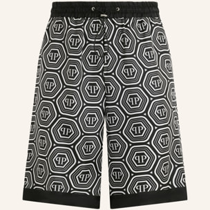 PHILIPP PLEIN Silk Drawstring Shorts Monogram 70's
