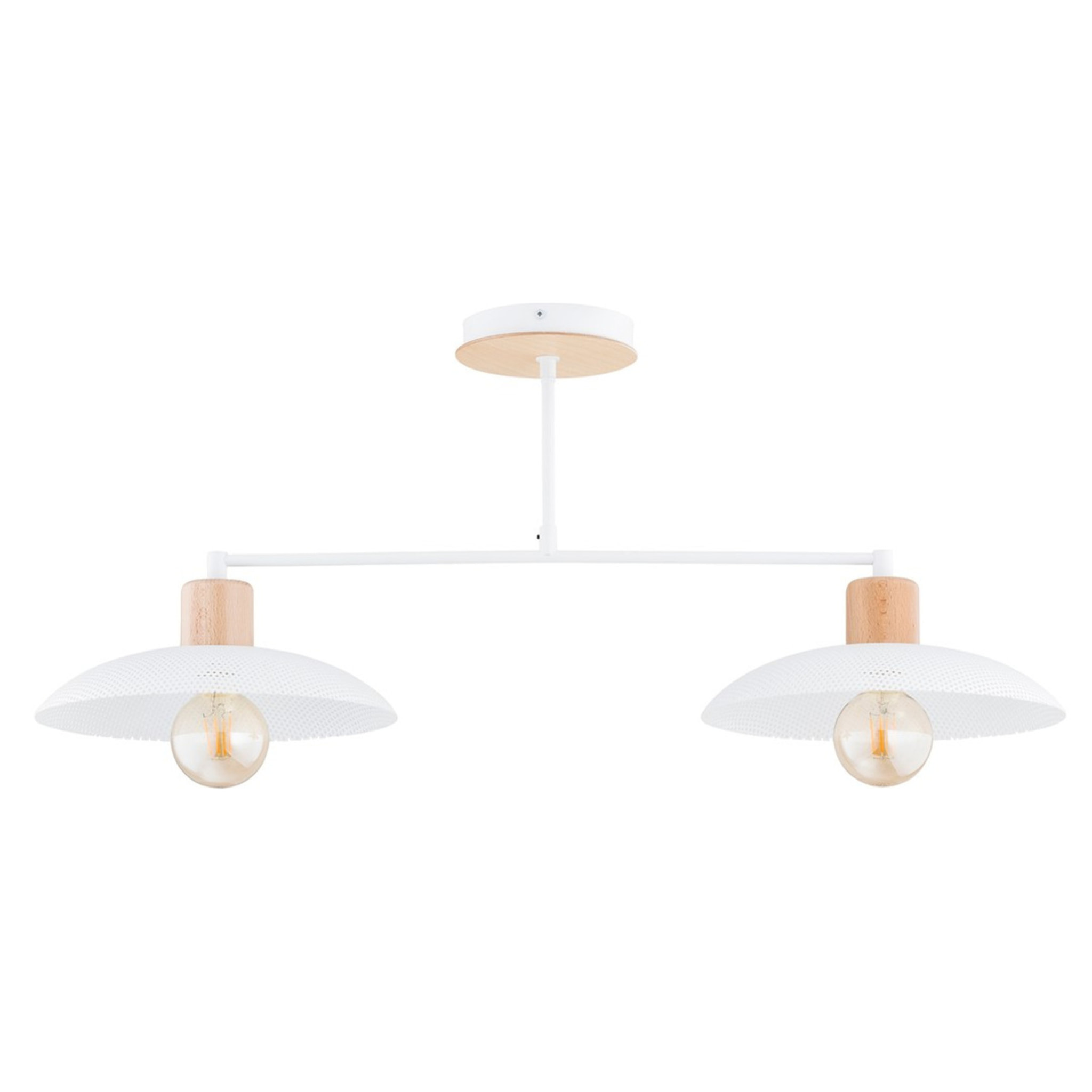 Lampada a sospensione KOBE in acciaio bianco e legno naturale