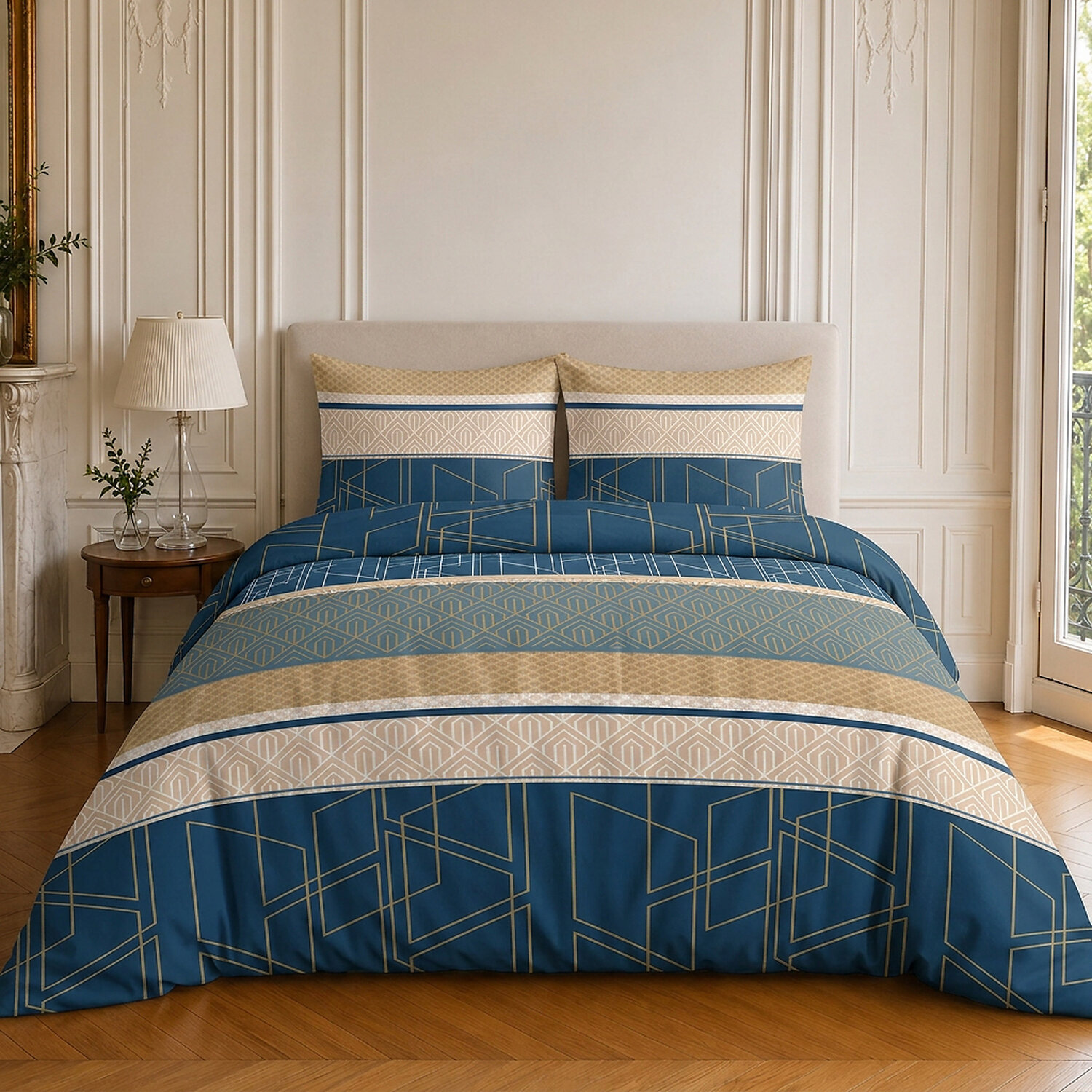 Parure housse de couette 100% coton motif géométrique - ULYSSE